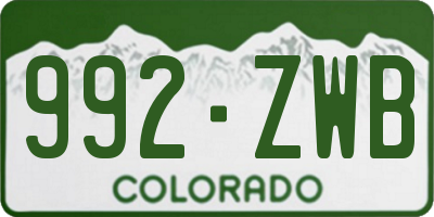 CO license plate 992ZWB