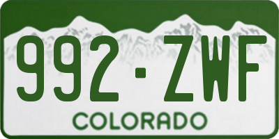CO license plate 992ZWF