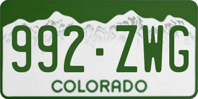 CO license plate 992ZWG