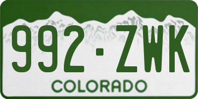 CO license plate 992ZWK