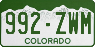 CO license plate 992ZWM