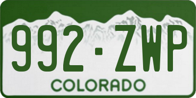 CO license plate 992ZWP