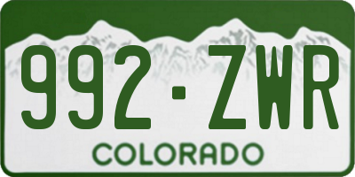 CO license plate 992ZWR