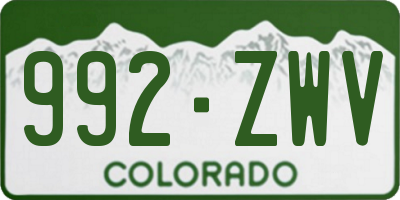 CO license plate 992ZWV