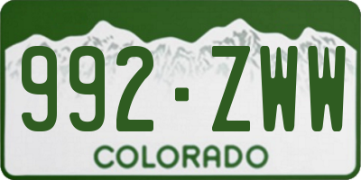 CO license plate 992ZWW
