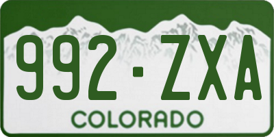 CO license plate 992ZXA