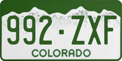 CO license plate 992ZXF