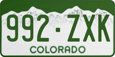 CO license plate 992ZXK