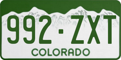 CO license plate 992ZXT