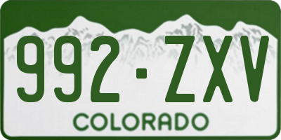 CO license plate 992ZXV