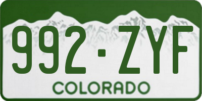 CO license plate 992ZYF