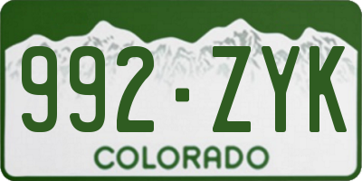 CO license plate 992ZYK