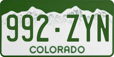 CO license plate 992ZYN
