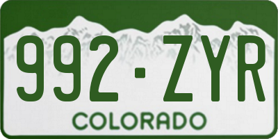CO license plate 992ZYR