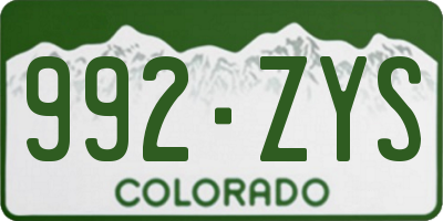 CO license plate 992ZYS