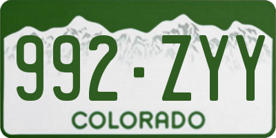 CO license plate 992ZYY