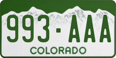 CO license plate 993AAA