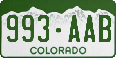 CO license plate 993AAB