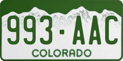 CO license plate 993AAC