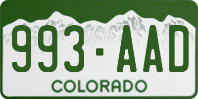 CO license plate 993AAD