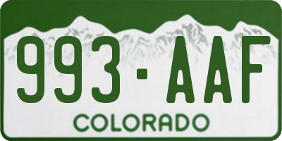 CO license plate 993AAF