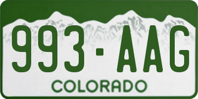 CO license plate 993AAG