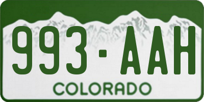 CO license plate 993AAH