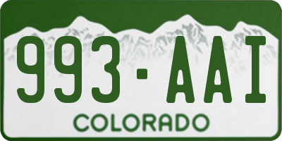 CO license plate 993AAI