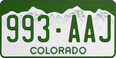 CO license plate 993AAJ