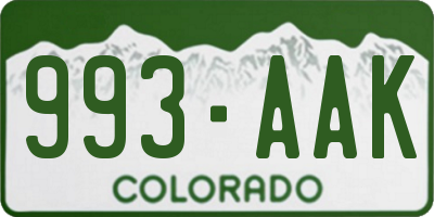 CO license plate 993AAK