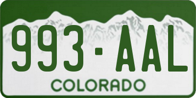 CO license plate 993AAL