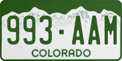 CO license plate 993AAM
