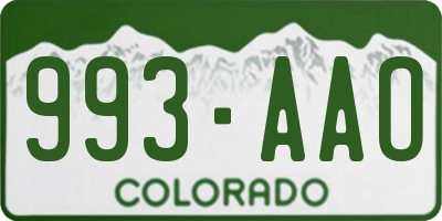 CO license plate 993AAO