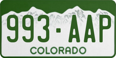 CO license plate 993AAP