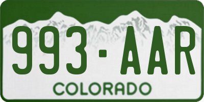 CO license plate 993AAR