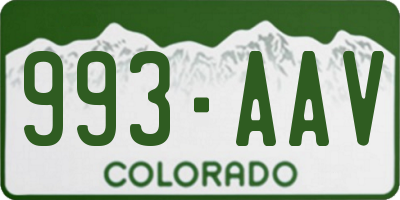 CO license plate 993AAV