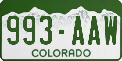 CO license plate 993AAW