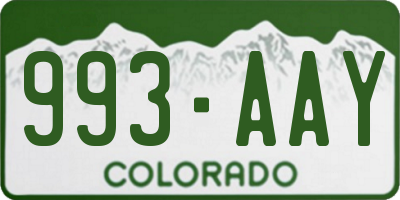 CO license plate 993AAY