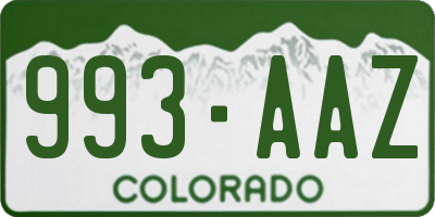 CO license plate 993AAZ