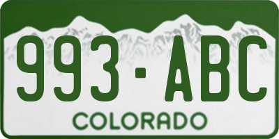 CO license plate 993ABC