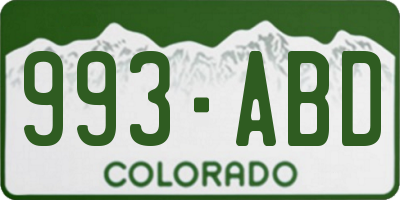 CO license plate 993ABD