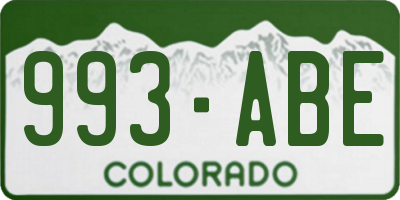 CO license plate 993ABE