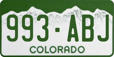 CO license plate 993ABJ