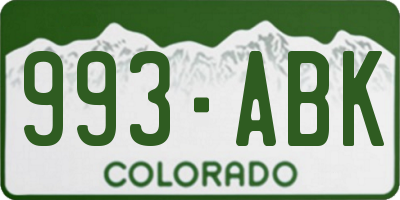 CO license plate 993ABK