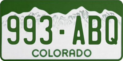 CO license plate 993ABQ