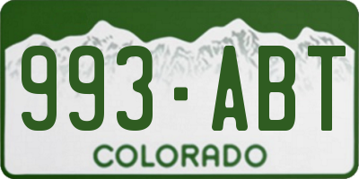 CO license plate 993ABT