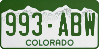 CO license plate 993ABW