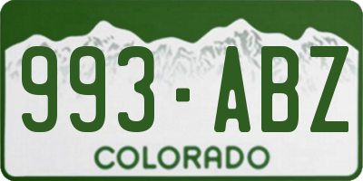 CO license plate 993ABZ