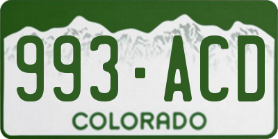 CO license plate 993ACD
