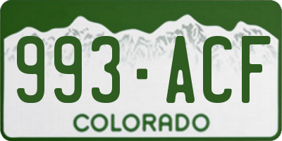 CO license plate 993ACF